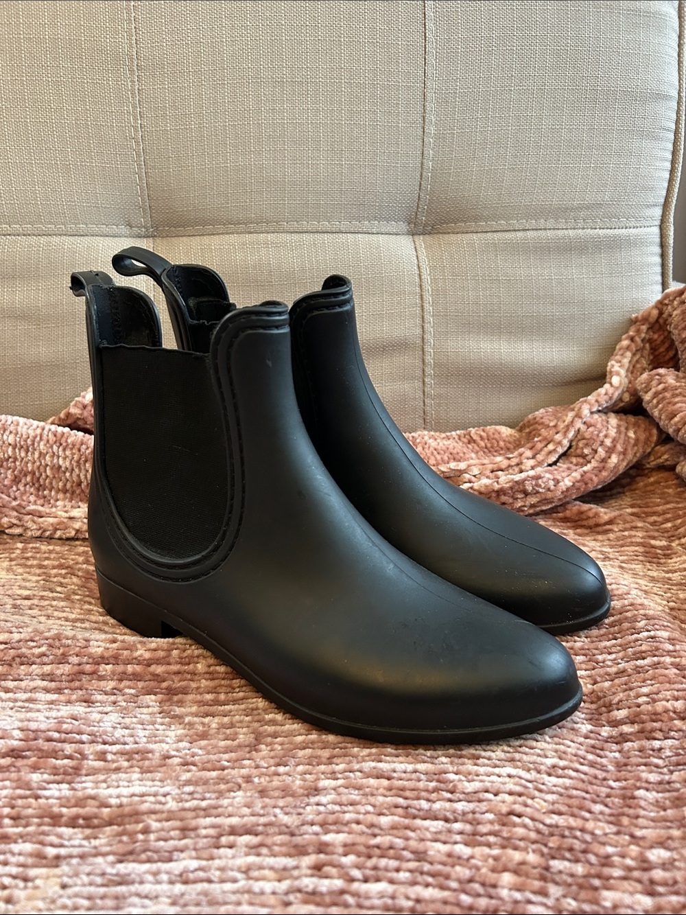 Jeffrey Campbell Black Chelsea Rain Boots Size 7